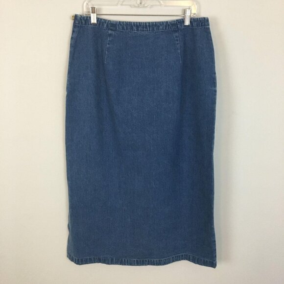 Vintage Eddie Bauer Heritage Denim Midi Skirt NWT 14P Classic Western Straight - Picture 7 of 10